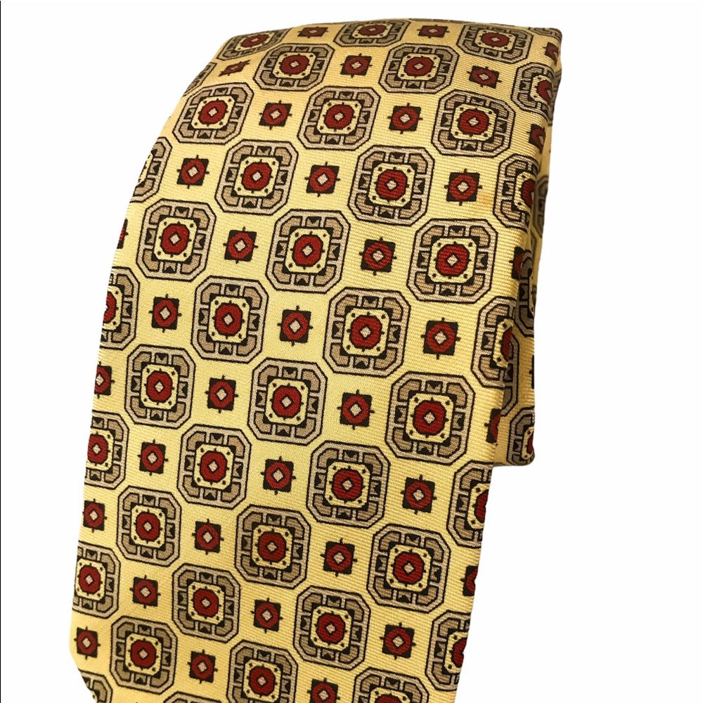 Polo Ralph Lauren Tie Lt. Yellow Tan Burnt Orange Handmade
